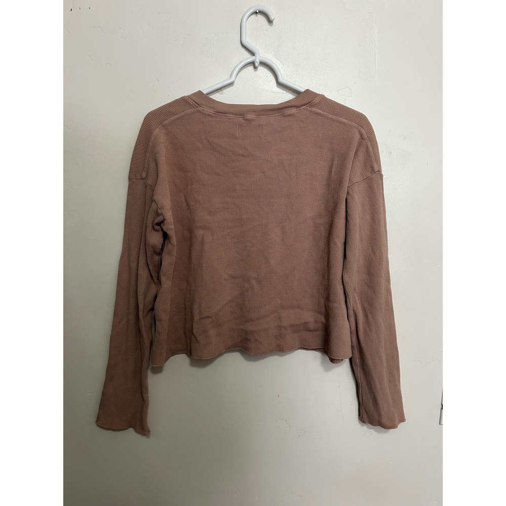 MATE the Label Organic Cotton Waffle Thermal Henley Top Mauve Medium - Picture 2 of 5